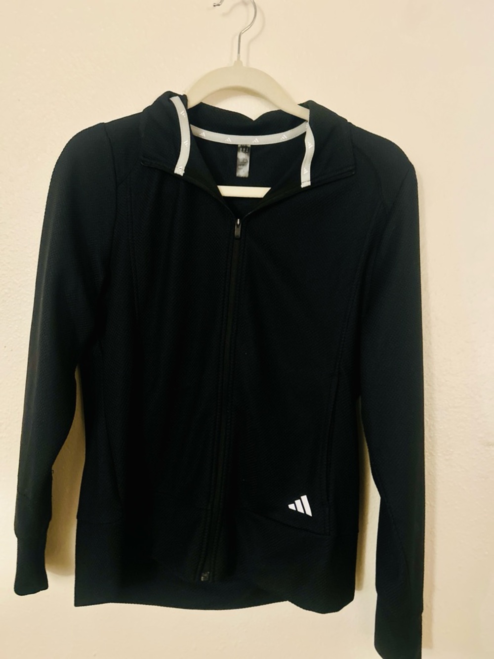 adidas Black Zip Hoodie with White Accent Tape